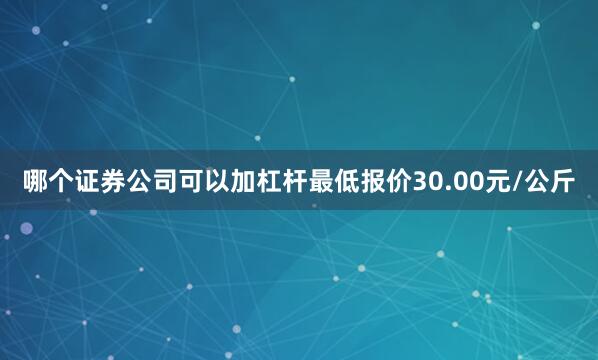 哪个证券公司可以加杠杆最低报价30.00元/公斤